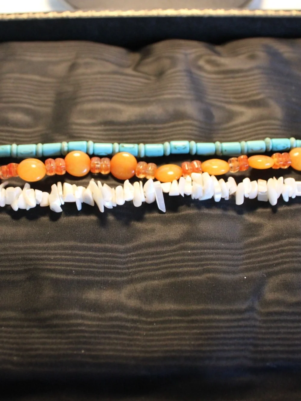 Handcrafted Turquoise, White & Orange Beaded Bracelet Set